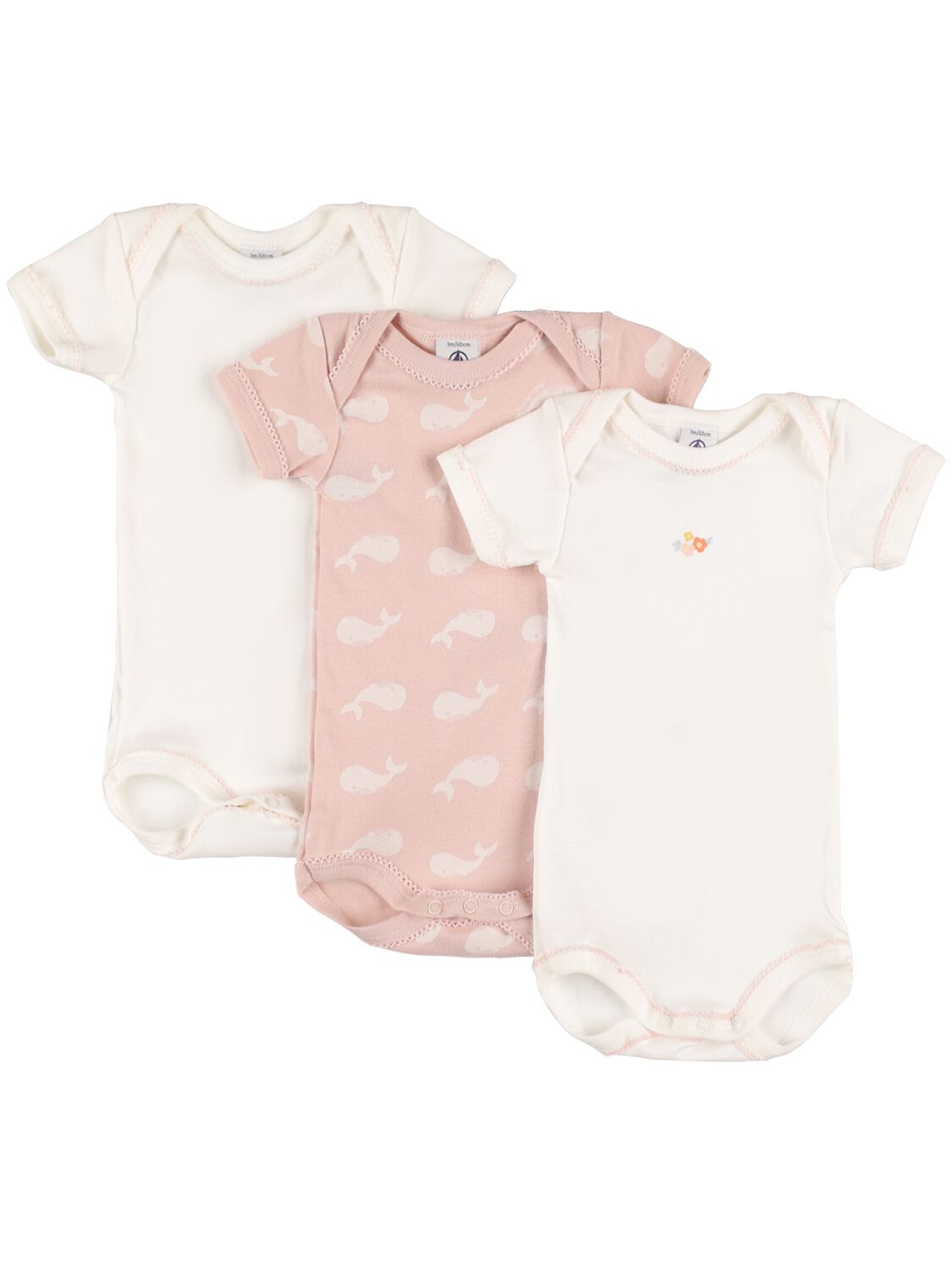 Image of Set Of 3 Whale Cotton Bodysuits