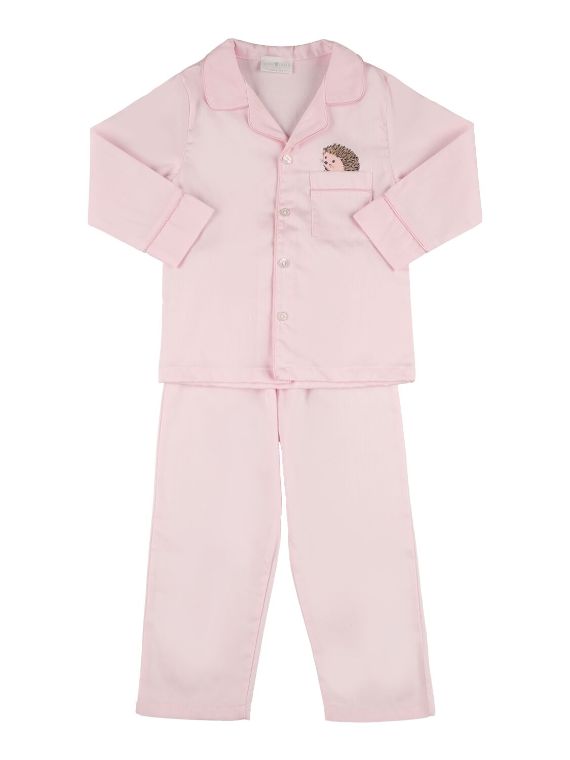 Story Loris Kids' Cotton Poplin Long-sleeved Pyjama Set In Pink