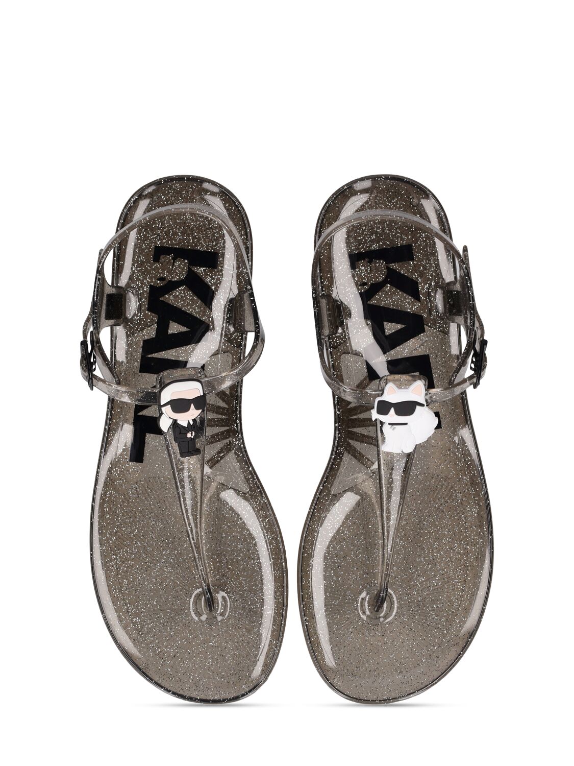 Shop Karl Lagerfeld Logo Patent Pvc Sandals In Black