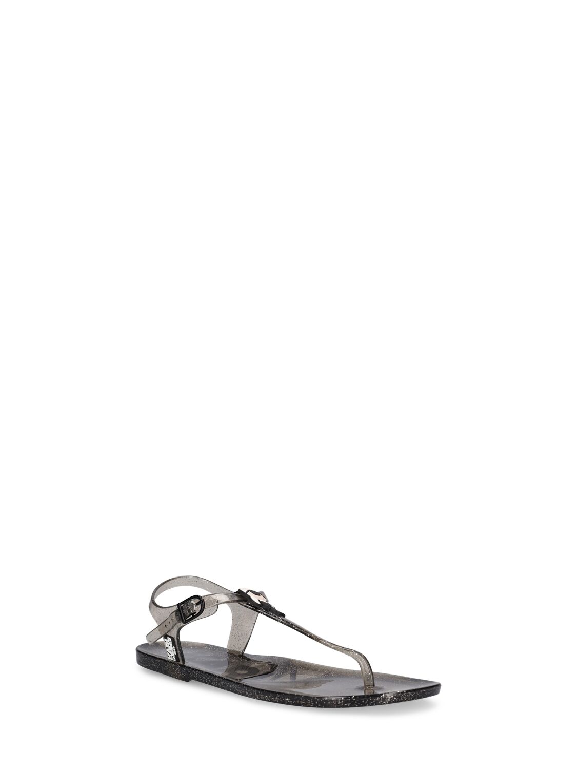 Shop Karl Lagerfeld Logo Patent Pvc Sandals In Black
