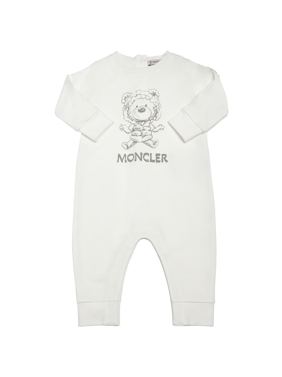Moncler Babies' Logo Detail Cotton Romper In Neutral
