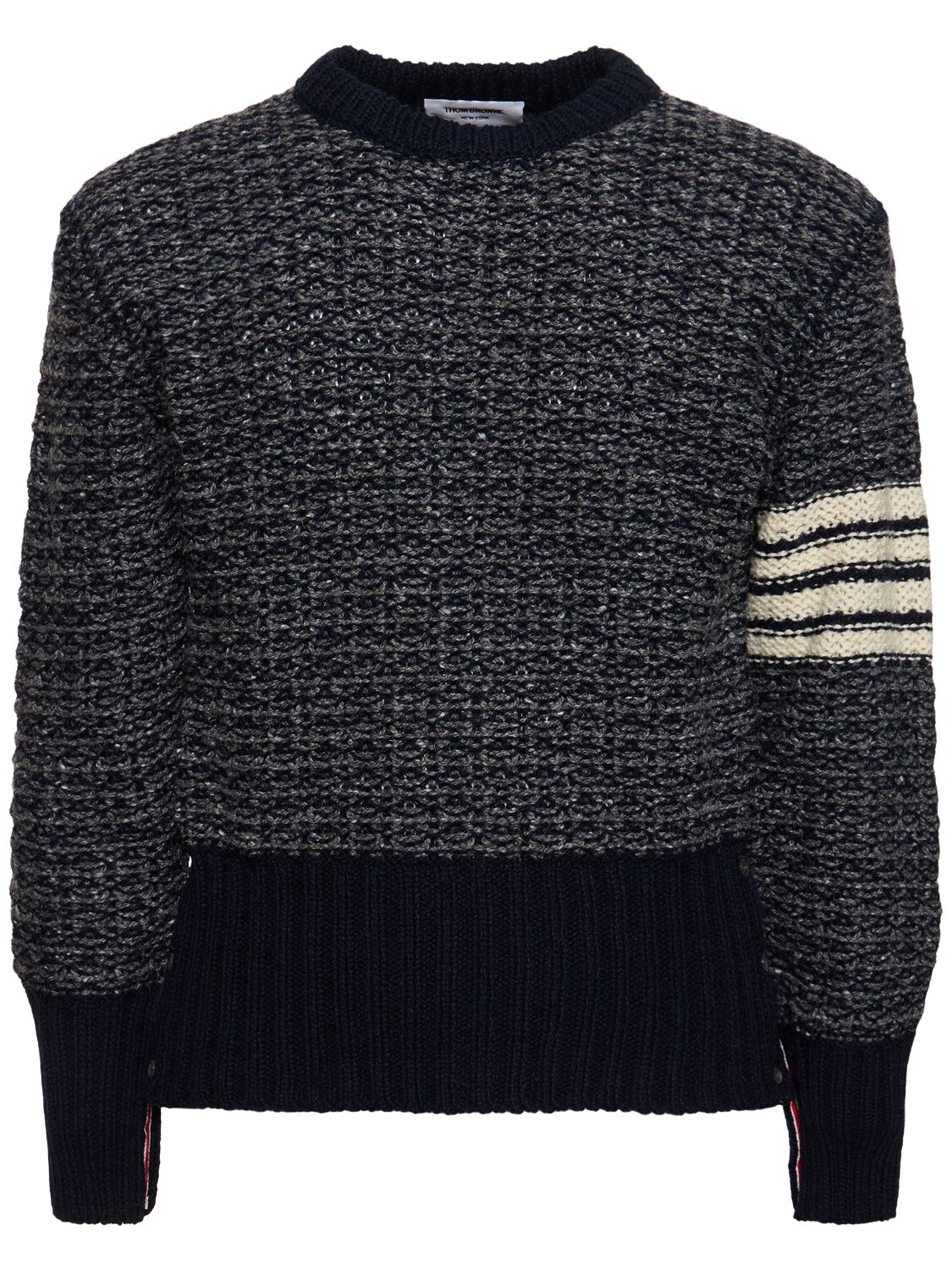 Thom Browne Wool Classic Crewneck Sweater In 네이비