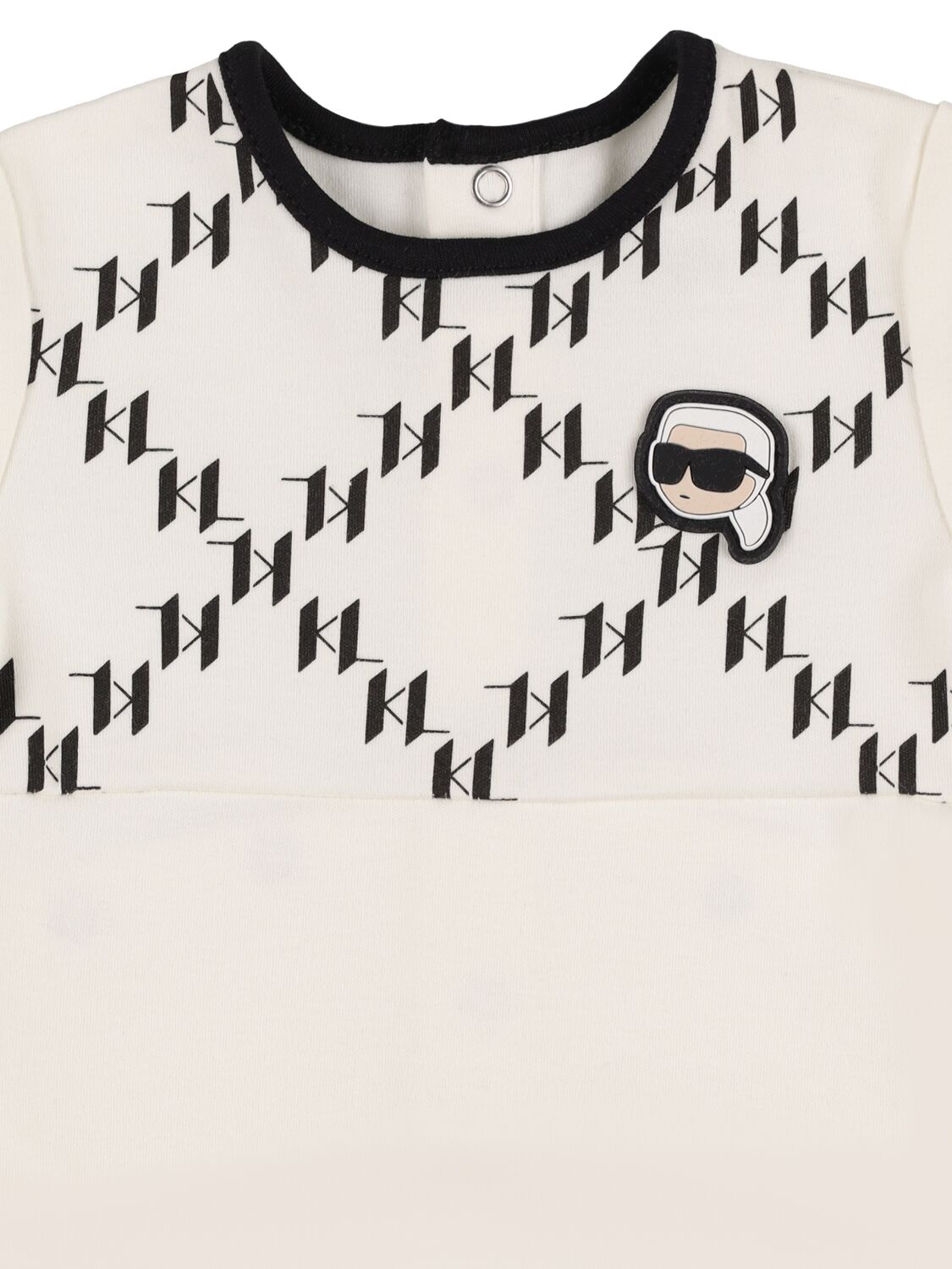 Shop Karl Lagerfeld Cotton Interlock Romper, Hat & Bib In Beige
