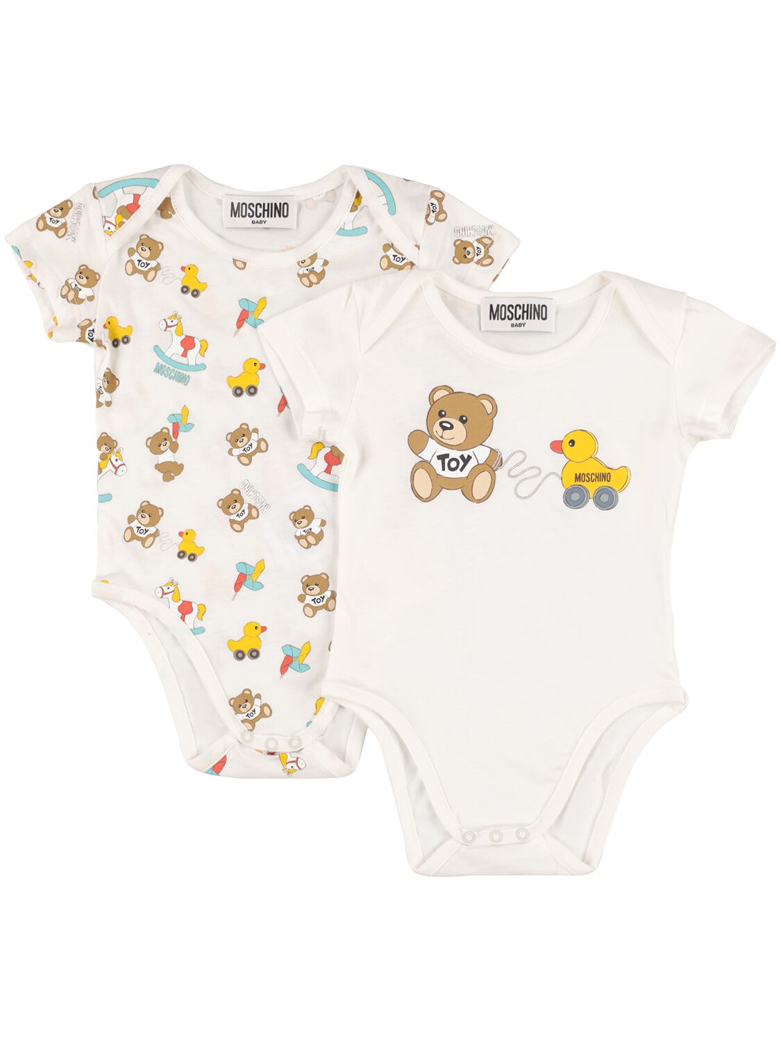 Moschino Babies' Set Of 2 Bodysuits In Off-white
