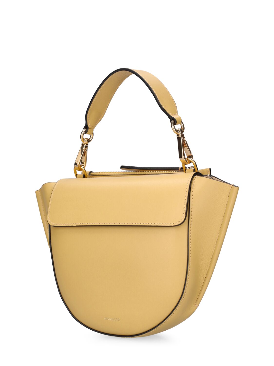 Shop Wandler Mini Hortensia Leather Top Handle Bag In Sandy