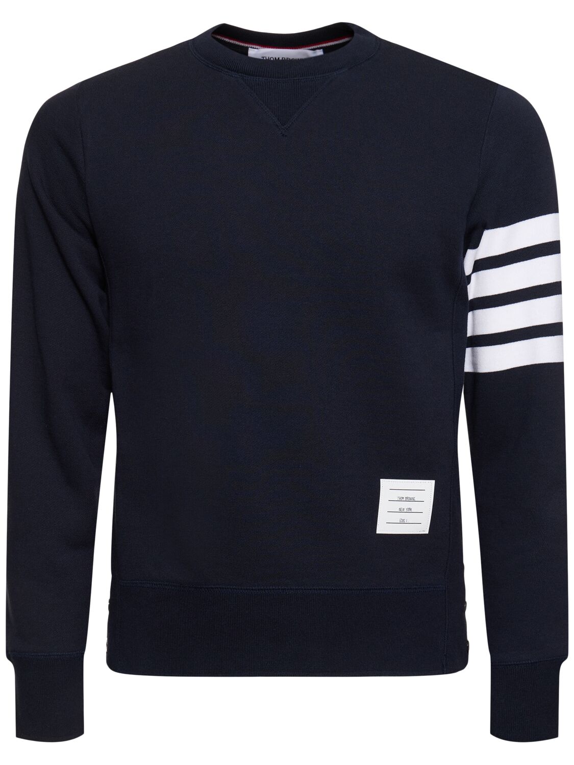 Thom Browne Four-bar Cotton-jersey Sweatshirt In 네이비