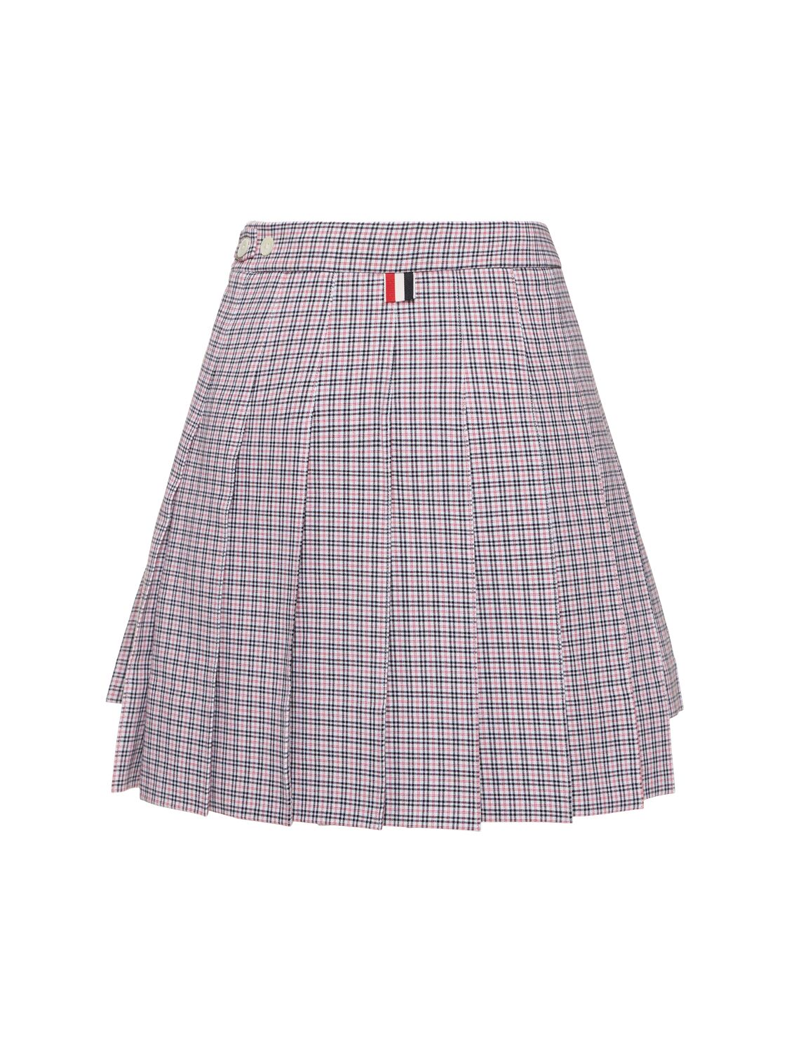 Shop Thom Browne Check Printed Crepe Pleated Mini Skirt In Multicolor