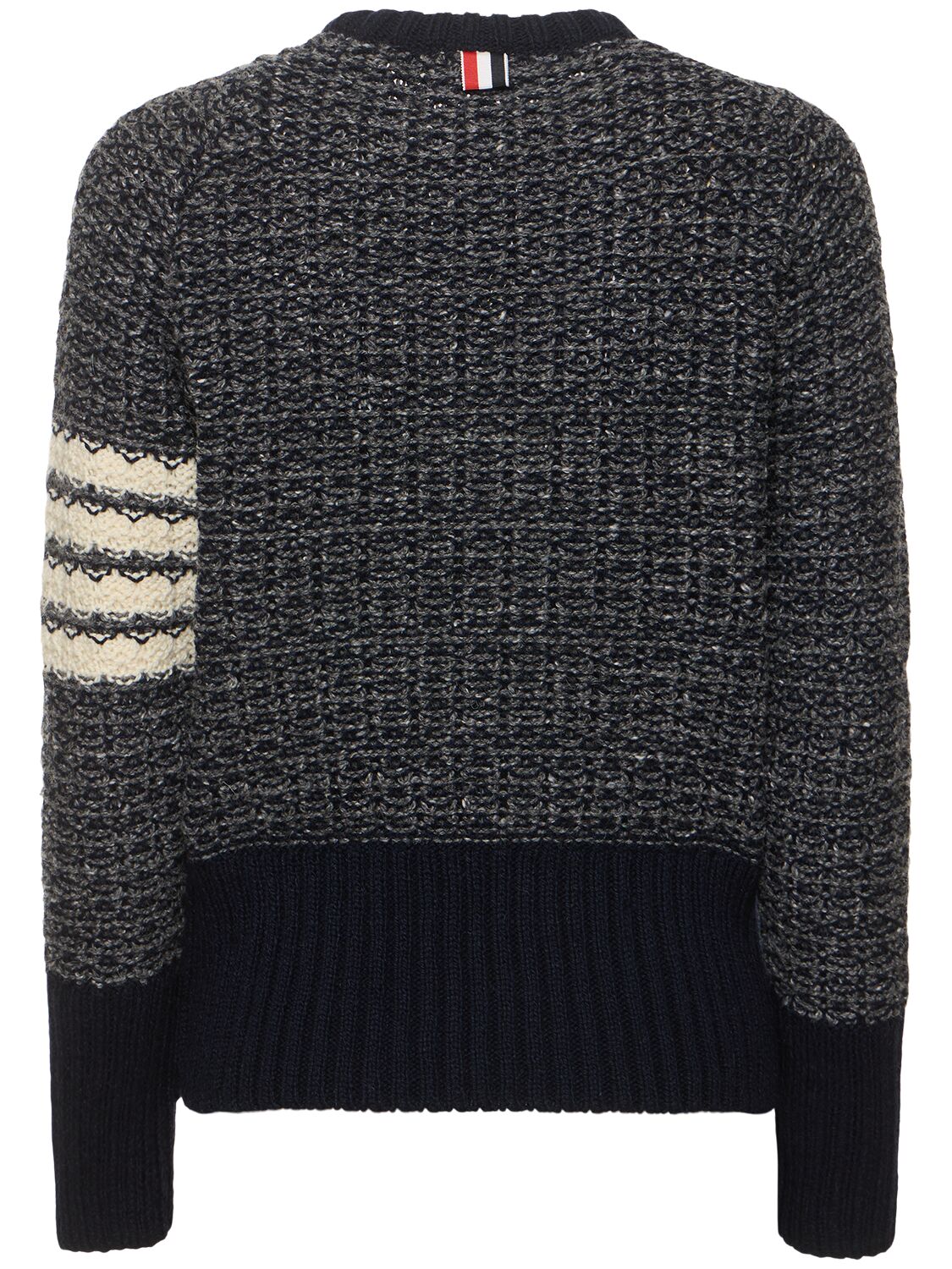 Shop Thom Browne Wool & Mohair Knit Crew Neck Sweater In Navy,beige