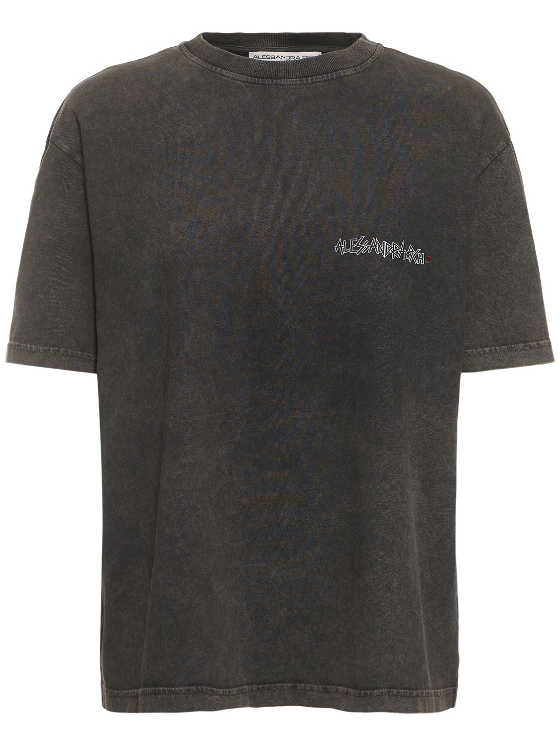 Alessandra Rich Crystal-embellished Graphic-print T-shirt In Dark Grey