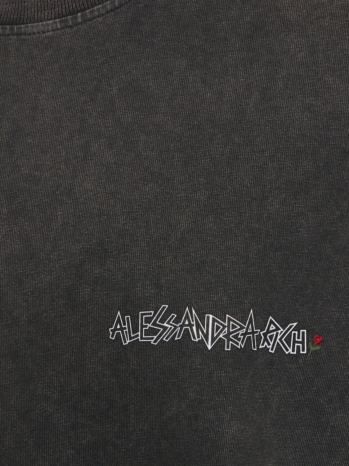 Shop Alessandra Rich Jersey Printed Short Sleeve T-shirt In Dark Grey