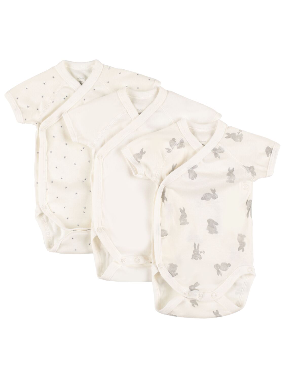 Petit Bateau Babies' Set Of 3 Printed Cotton Bodysuits In Multicolor