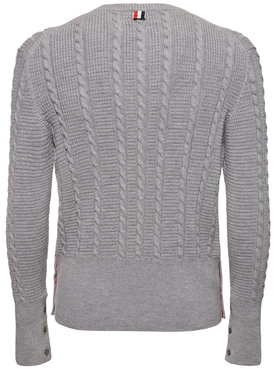 Shop Thom Browne Cable Knit Relaxed Crewneck Sweater In Lt Grey