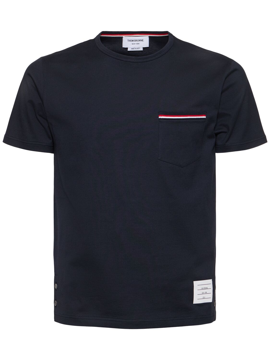 Thom Browne Cotton Jersey T-shirt W/ Pocket In 네이비