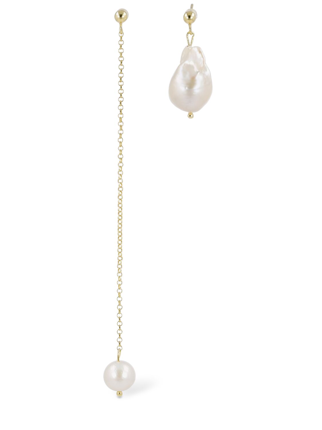 Magda Butrym Asymmetrische Perlenohrringe In Weiss,gold