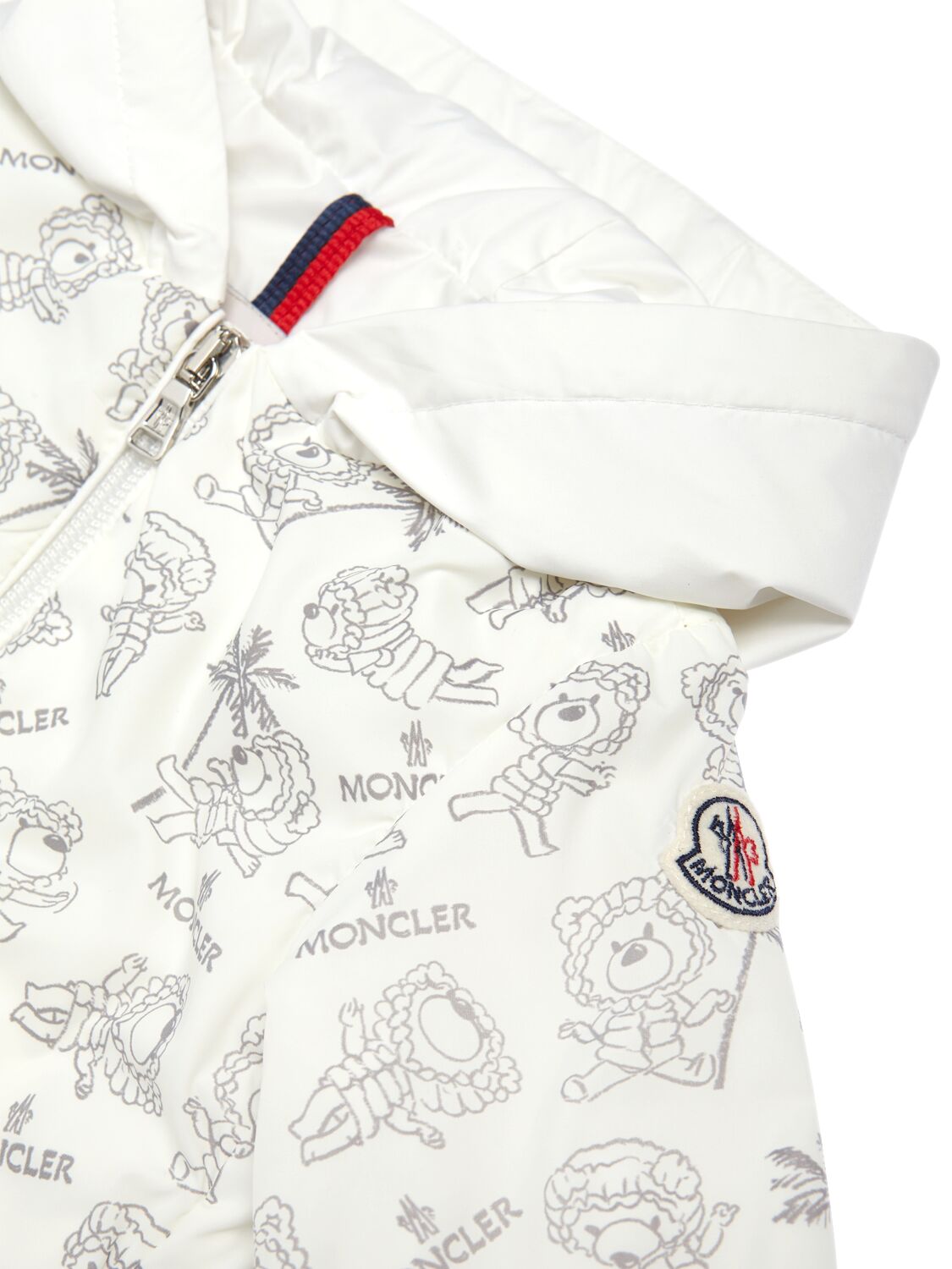 Shop Moncler Fynn Printed Nylon Jacket In White