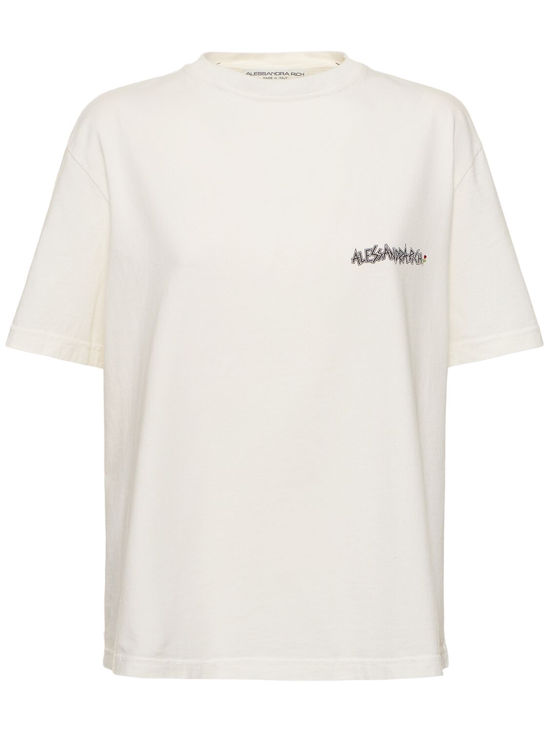 Shop Alessandra Rich Jersey Printed Short Sleeve T-shirt In White