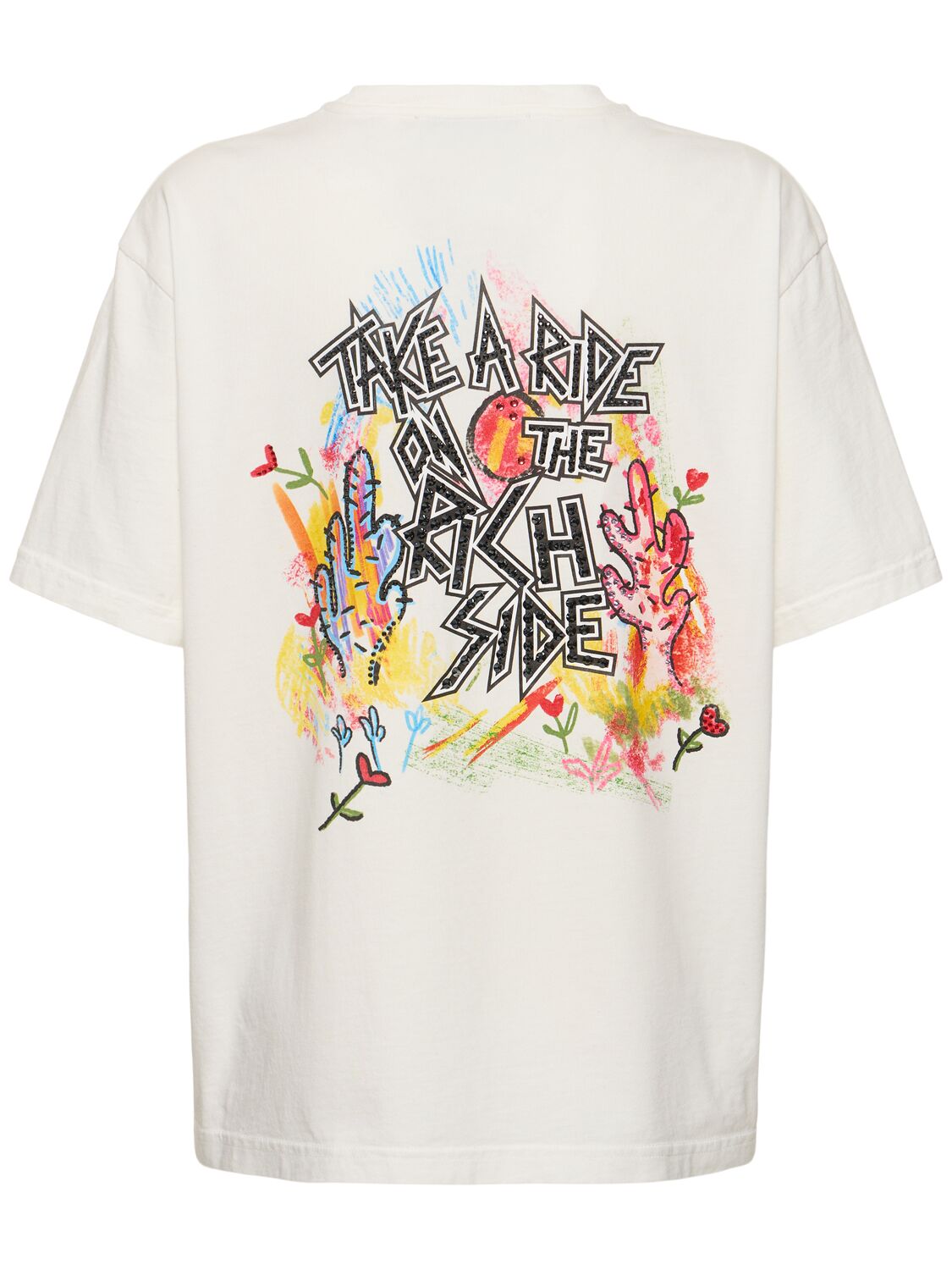 Shop Alessandra Rich Jersey Printed Short Sleeve T-shirt In White