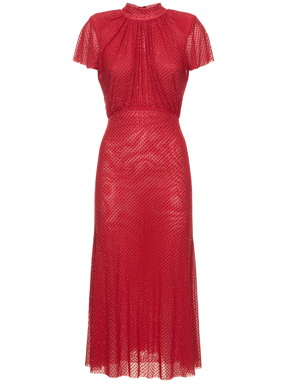 Image of Embellished Mesh Midi Dress