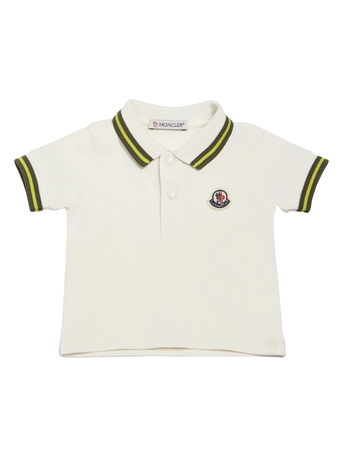 Moncler Kids' Logo Stretch Cotton Blend Polo In White