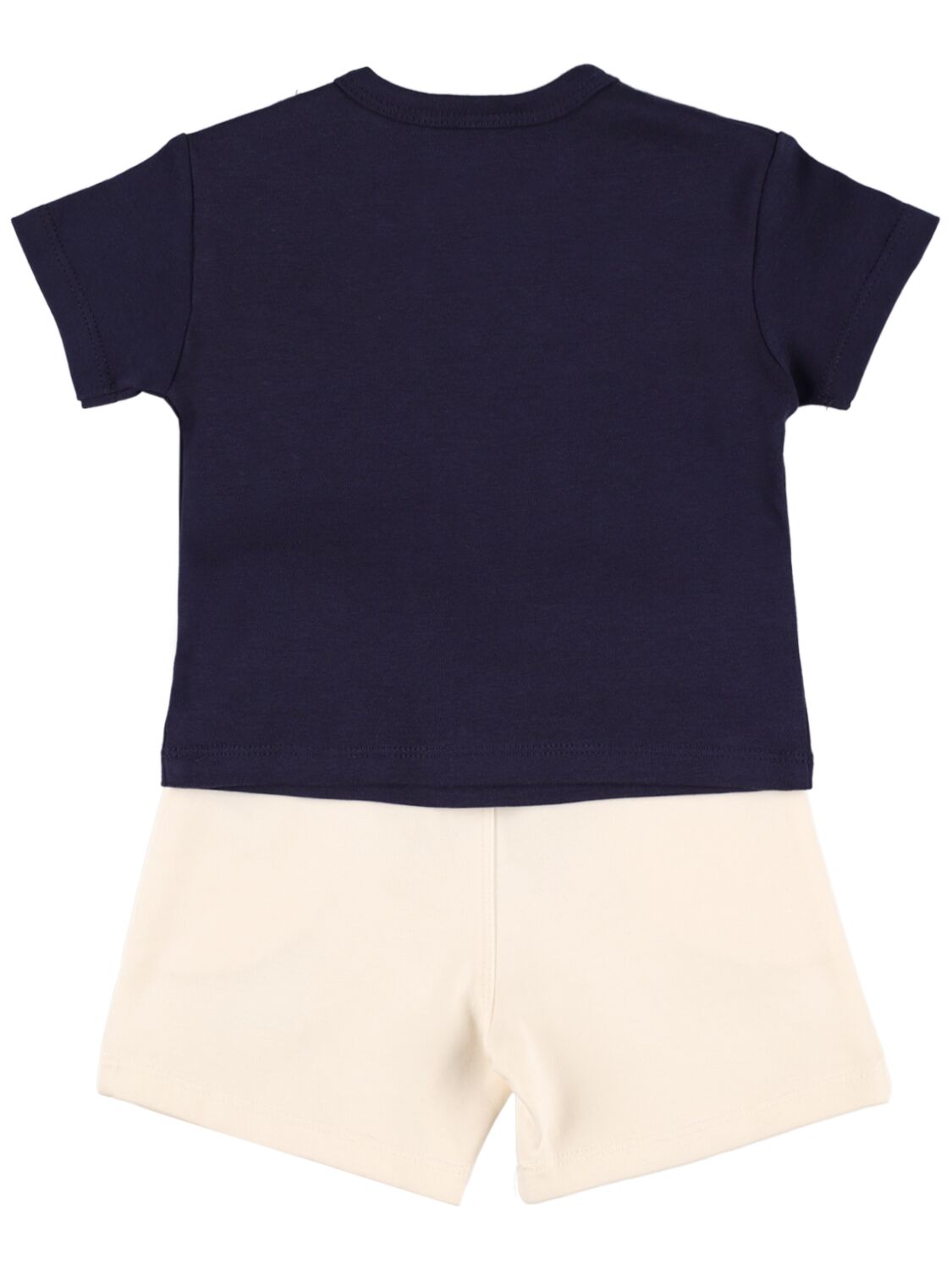 Shop Karl Lagerfeld Cotton Blend Jersey T-shirt & Shorts In Blue,beige
