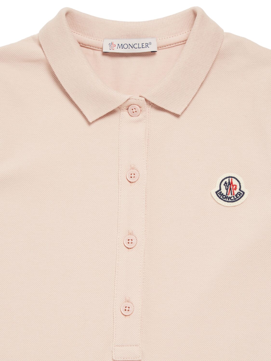 Shop Moncler Cotton Piquet Stretch Polo Dress In Pink