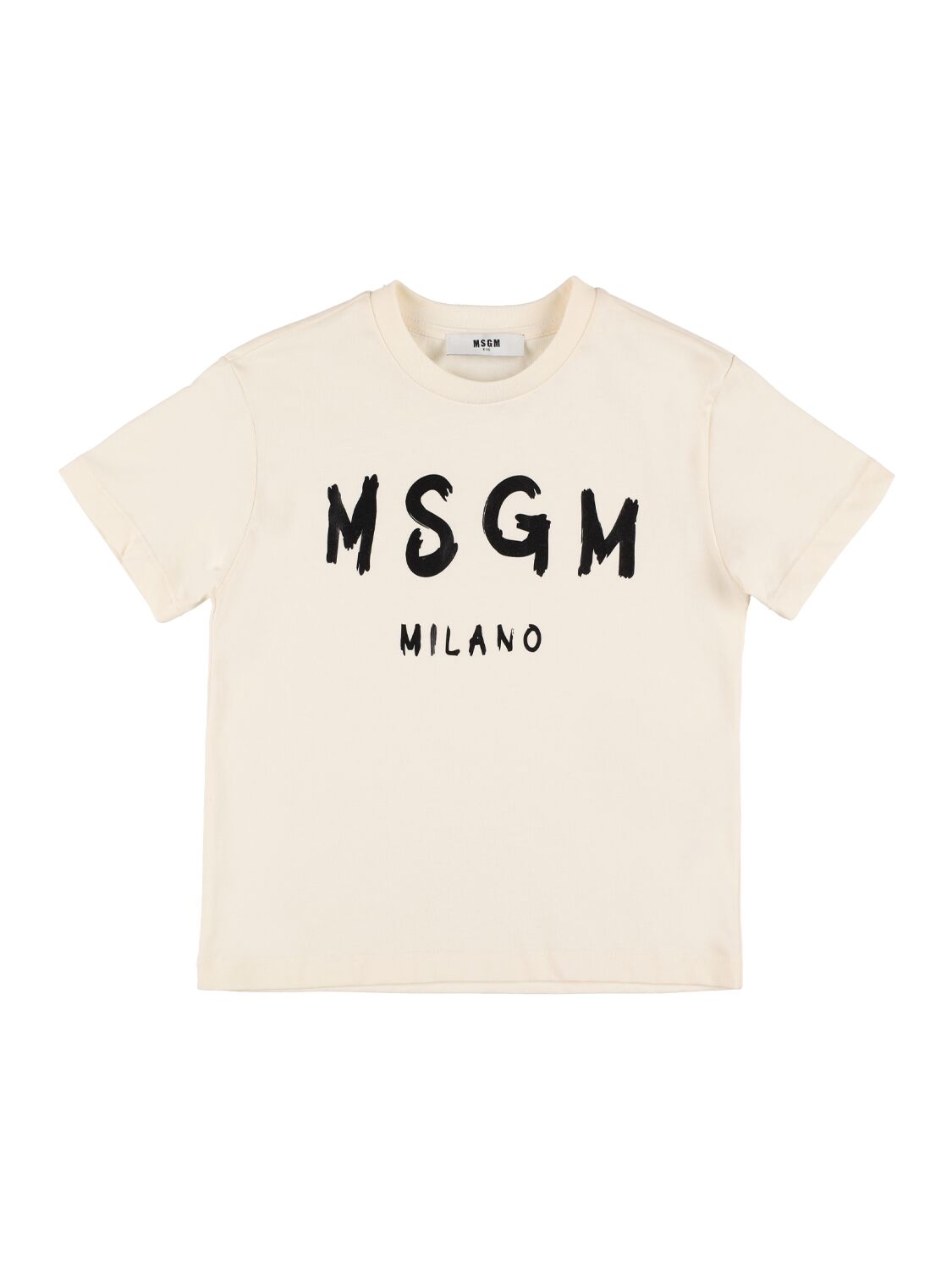 Msgm Kids' Printed Logo Cotton Jersey T-shirt In White