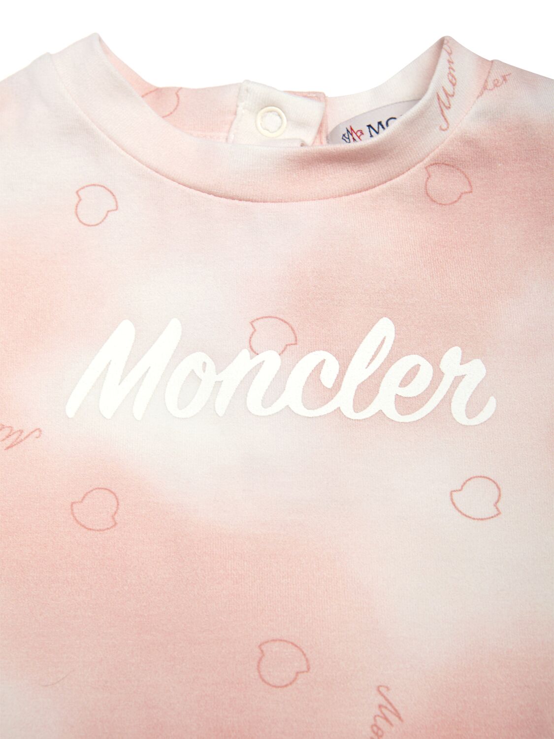 Shop Moncler All Over Printed Cotton T-shirt In Pink