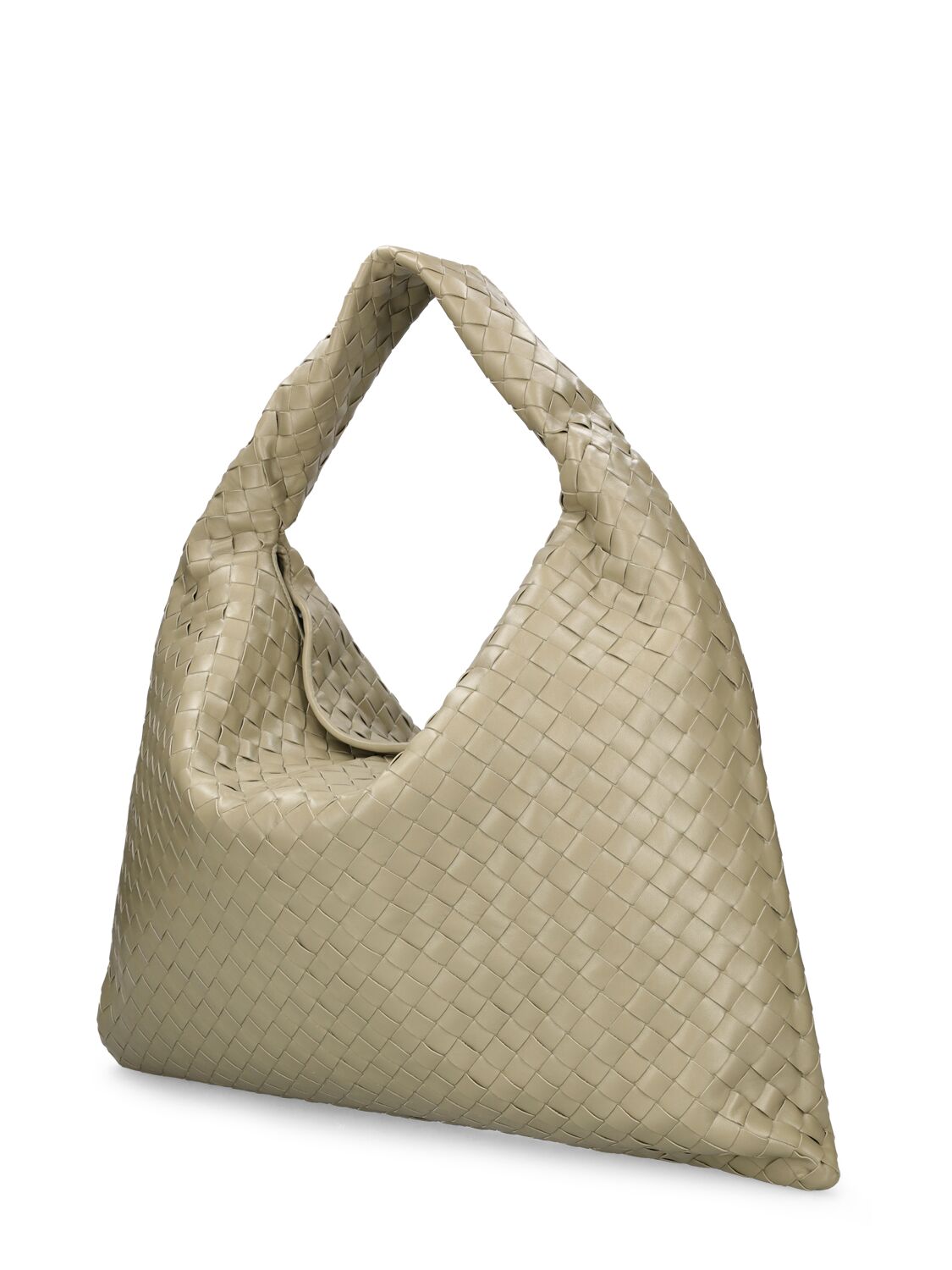 Shop Bottega Veneta Large Hop Leather Shoulder Bag In Travertine