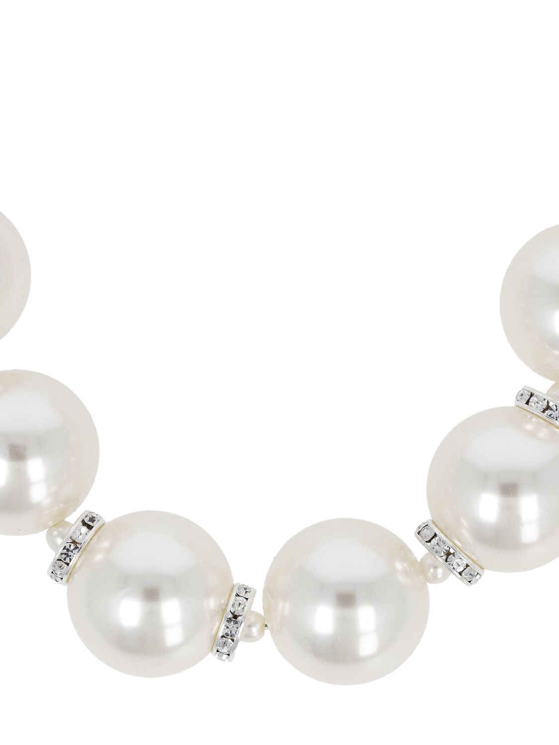Shop Magda Butrym Faux Pearl & Crystal Collar Necklace In White