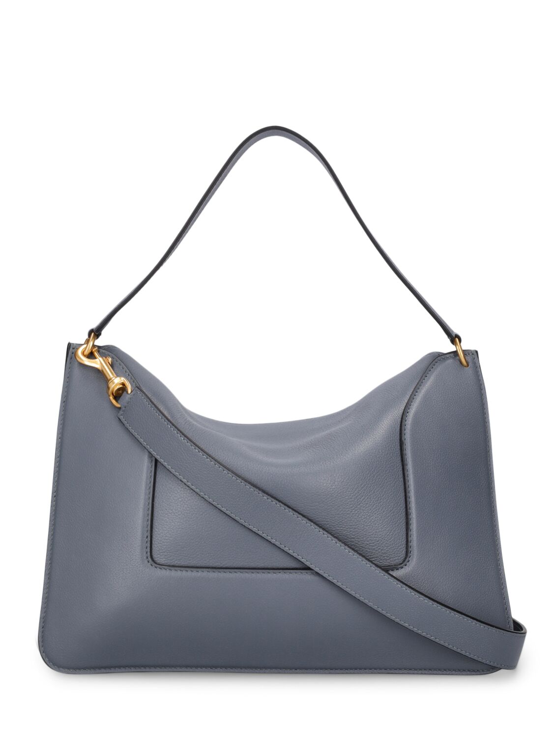 Shop Wandler Big Penelope Leather Shoulder Bag In Charcoal Crust