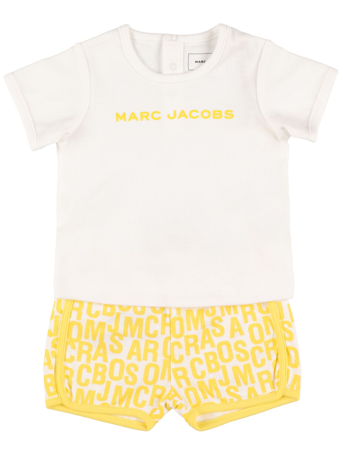 Marc Jacobs Kids' Cotton Jersey T-shirt & Sweat Shorts In Yellow