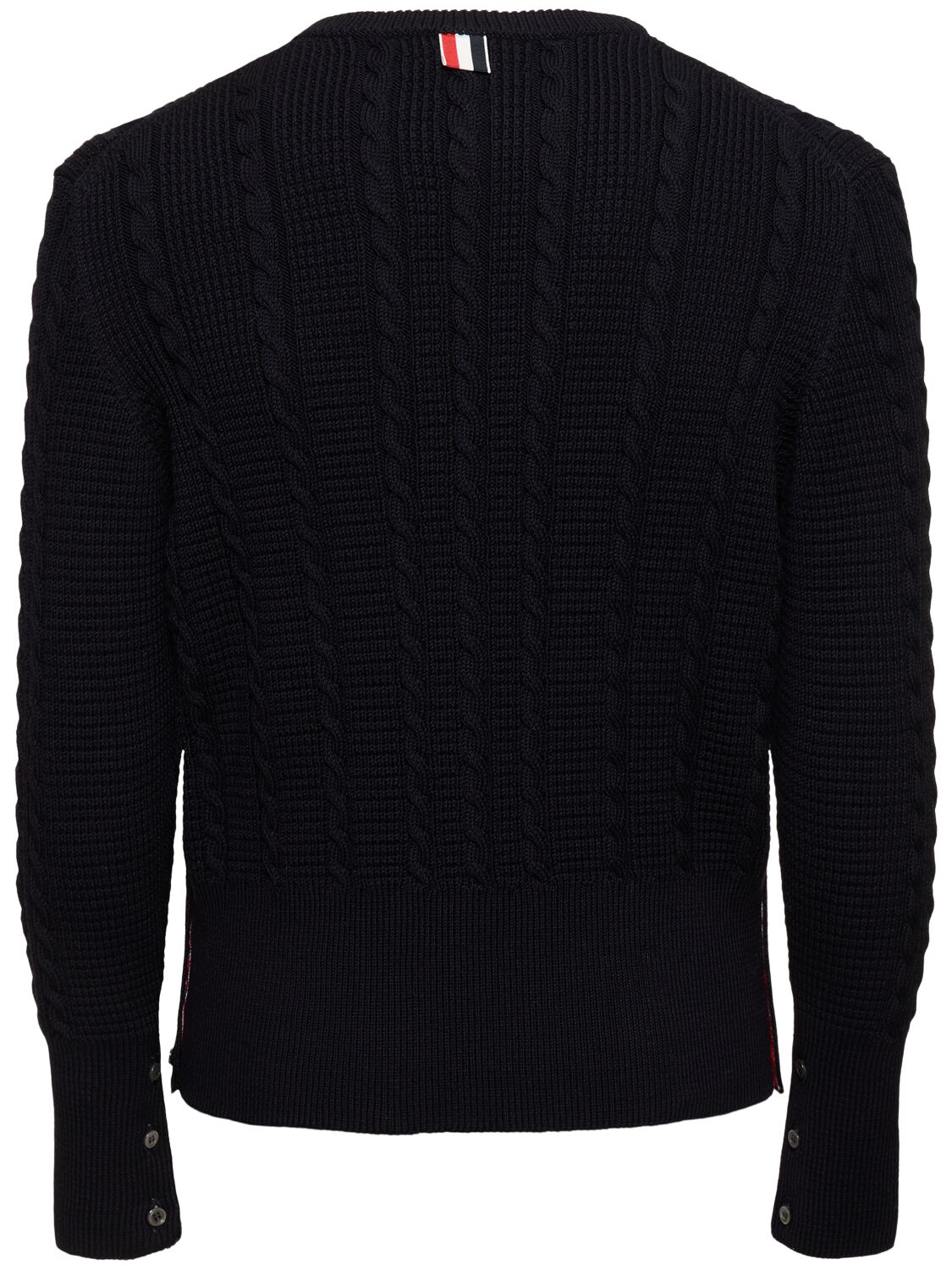 Shop Thom Browne Cable Knit Relaxed Crewneck Sweater In Navy
