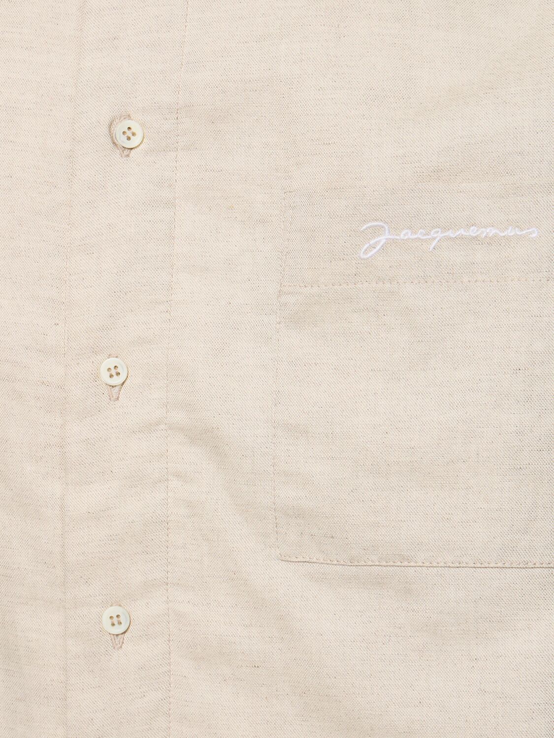 Shop Jacquemus La Chemise Boulanger Cotton Blend Shirt In Light Beige