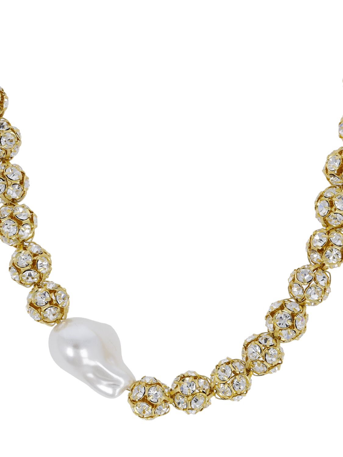 Shop Magda Butrym Faux Pearl & Crystal Collar Necklace In Gold,kristall