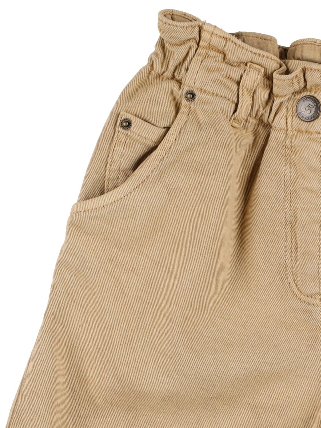 Shop Bonpoint Stretch Cotton Denim Shorts In Beige