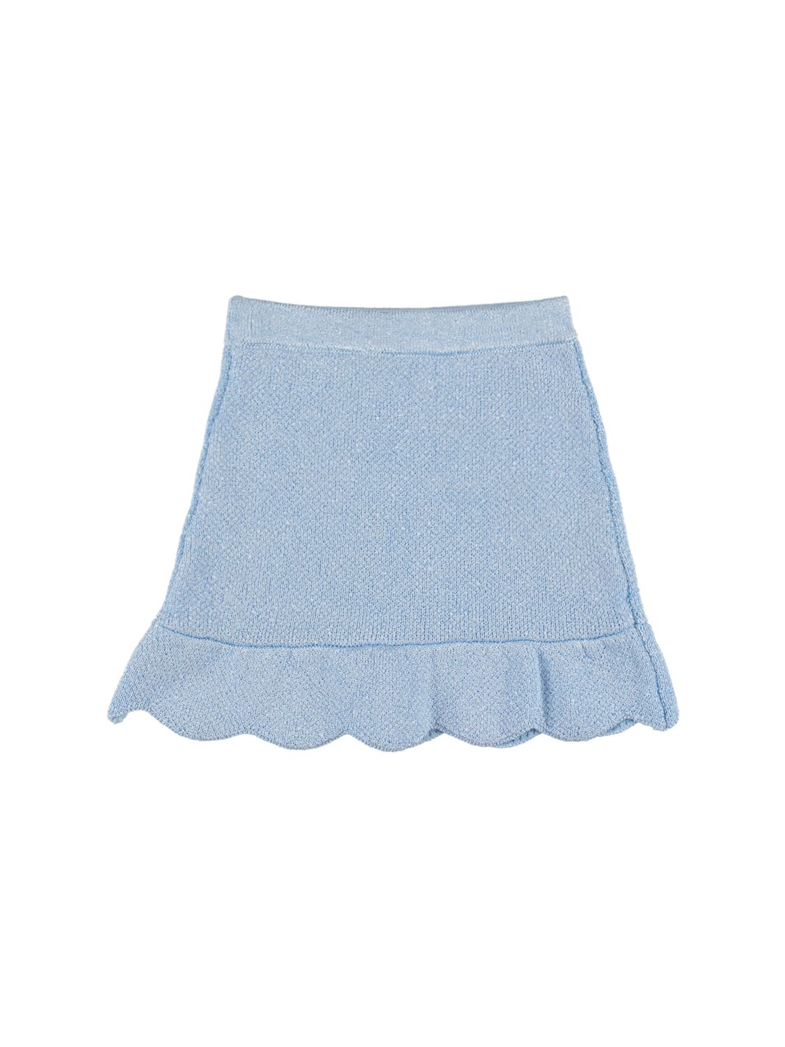 Shop Self-portrait Cotton Blend Skirt In Light Blue