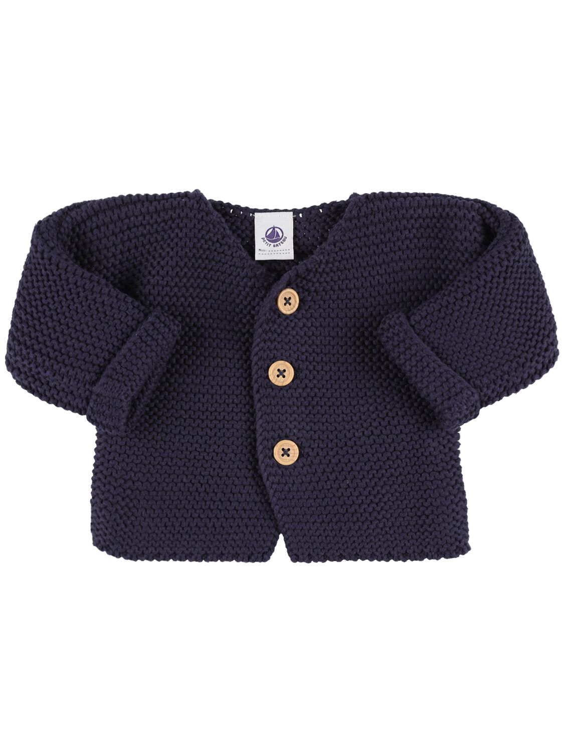 Petit Bateau Babies' Cotton Tricot Knit Cardigan In Navy