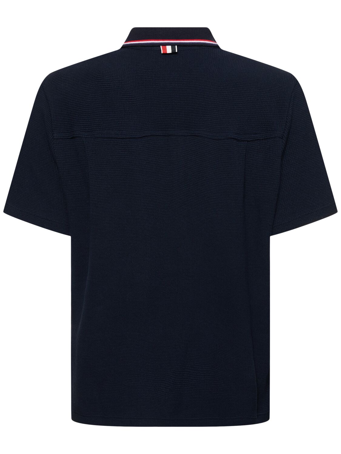 Shop Thom Browne Short Sleeve Button Down Shirt In Navy
