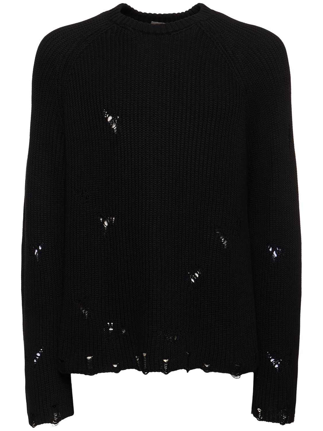 Shop A Paper Kid Unisex Knitted Sweater W/ Holes In Black