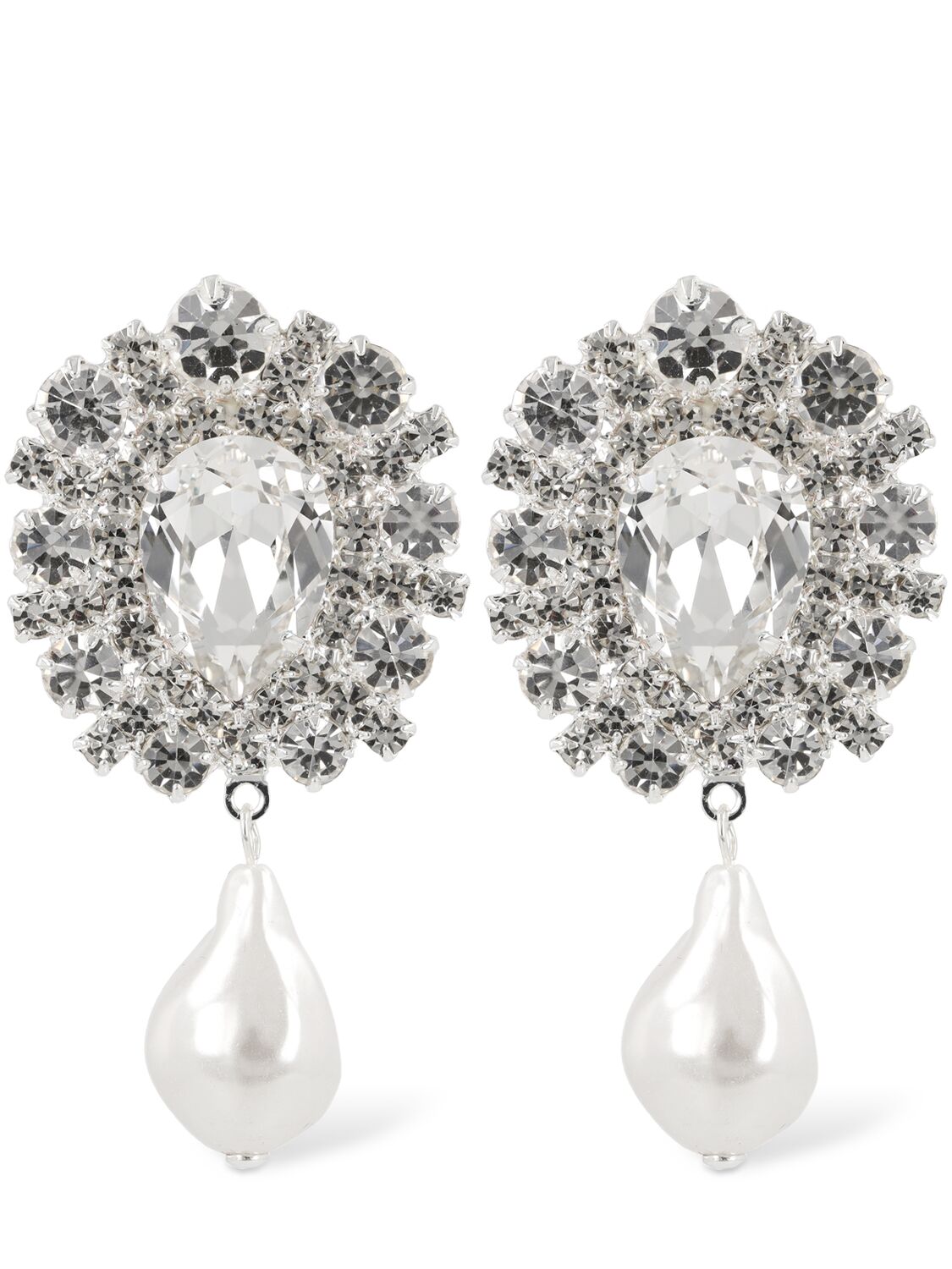 Image of Crystal & Pearl Pendant Earrings