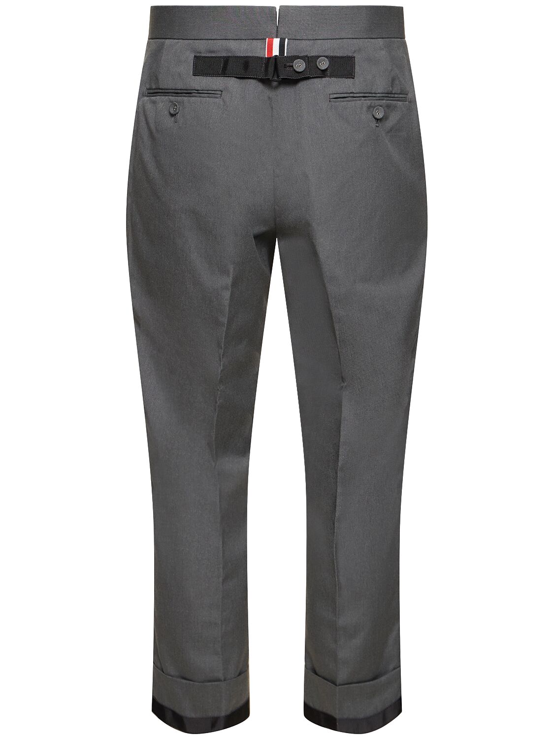 Shop Thom Browne Cotton Blend Backstrap Pants In Med Grey
