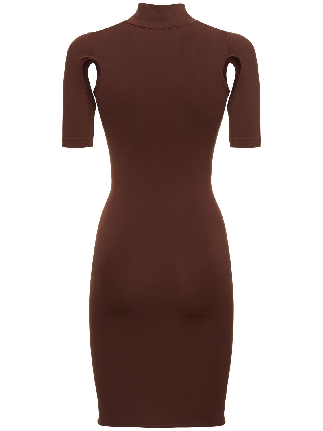 Shop Andreädamo Sculpting Jersey Mini Dress In Brown