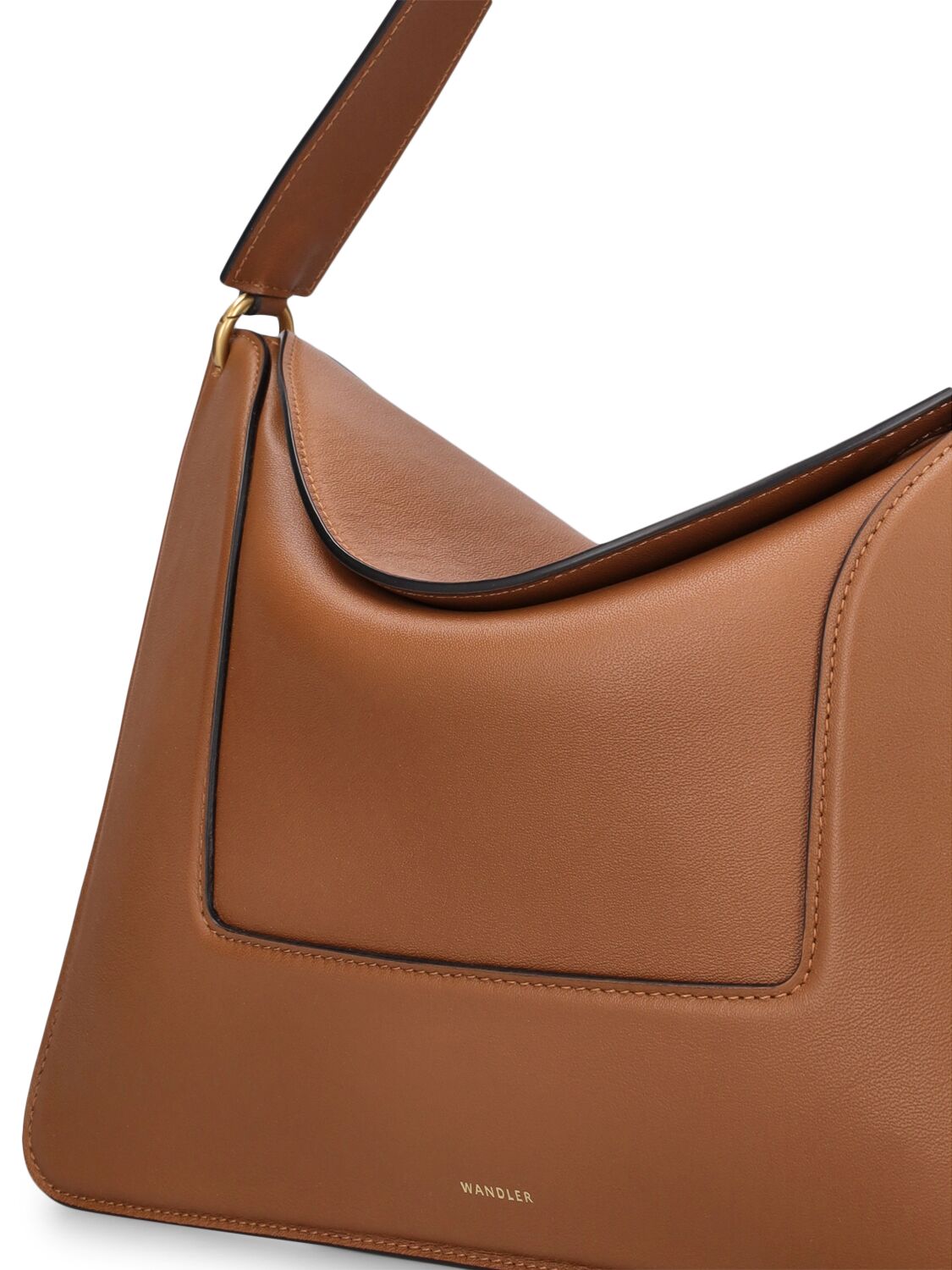 Shop Wandler Big Penelope Leather Shoulder Bag In Saddle