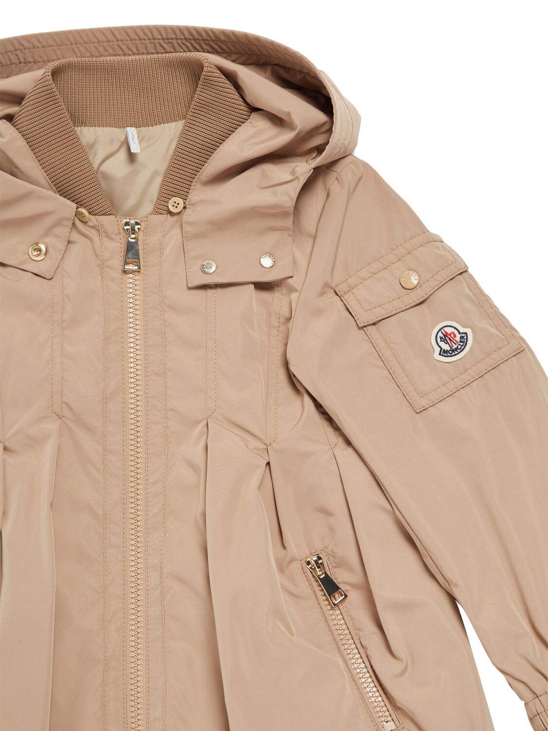 Shop Moncler Arild Tech Long Jacket In Beige