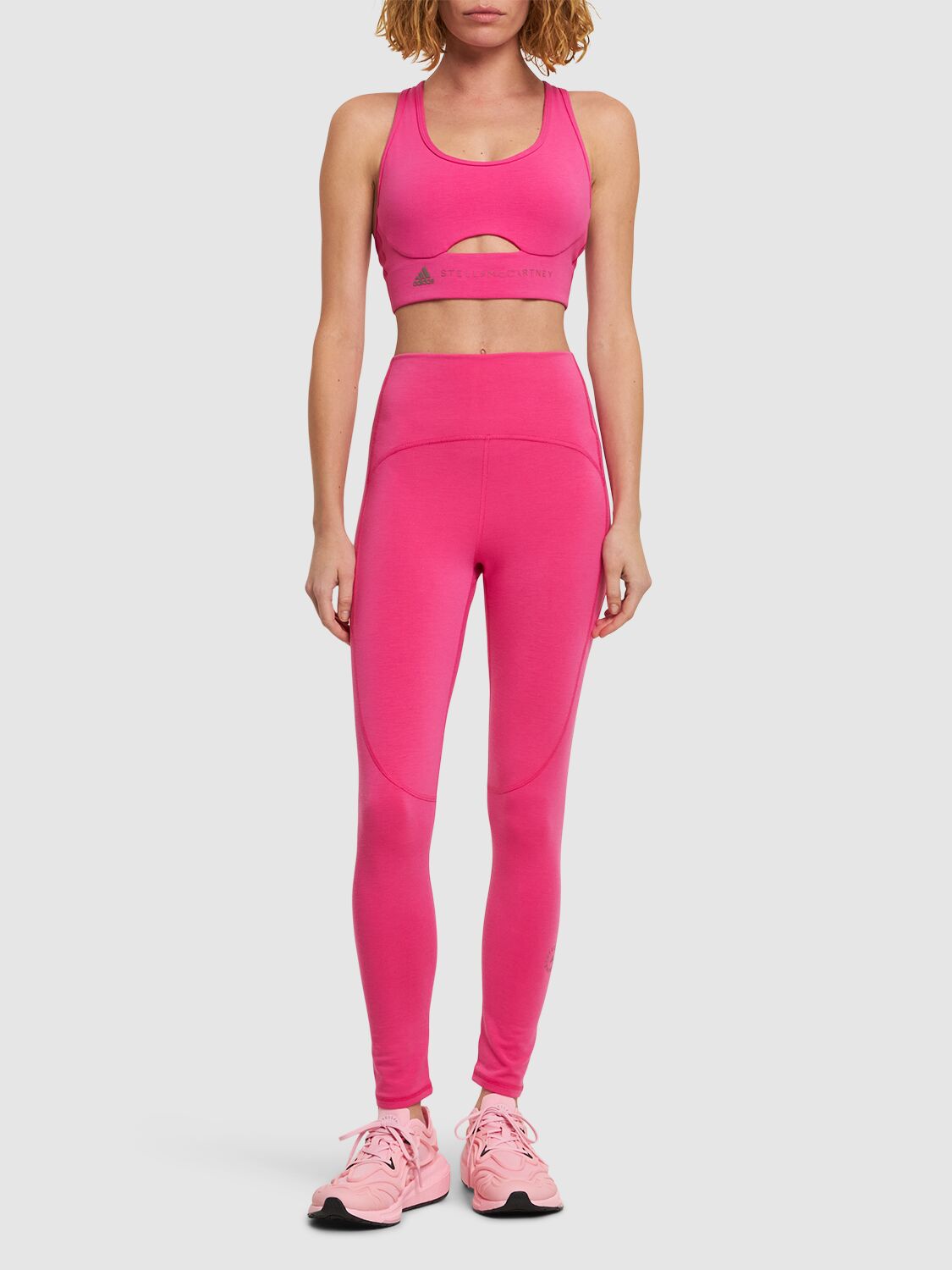 Shop Adidas By Stella Mccartney Cropped Yoga Leggings In Fuchsia