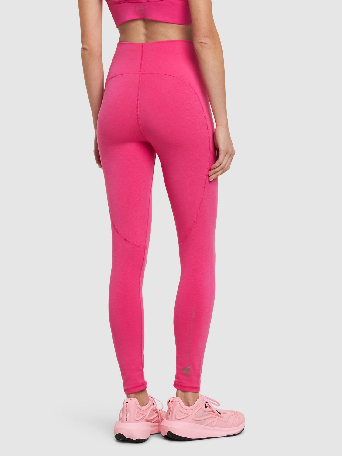 Shop Adidas By Stella Mccartney Cropped Yoga Leggings In Fuchsia