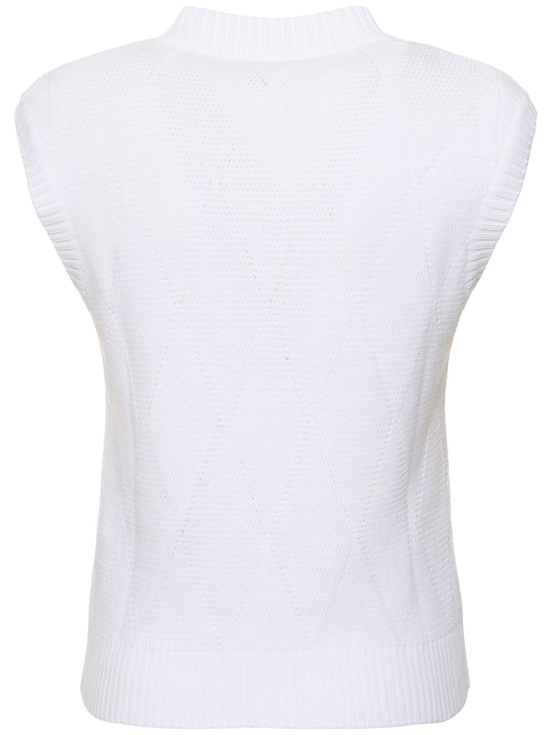 Shop Max Mara Zebio Cotton Knit V Neck Vest In White