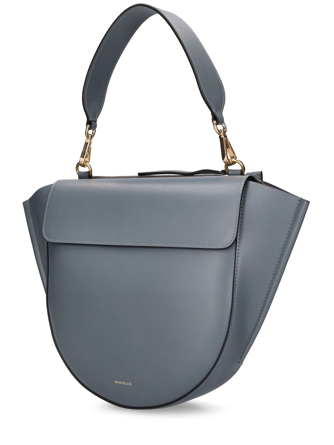 Shop Wandler Medium Hortensia Leather Shoudler  Bag In Charcoal