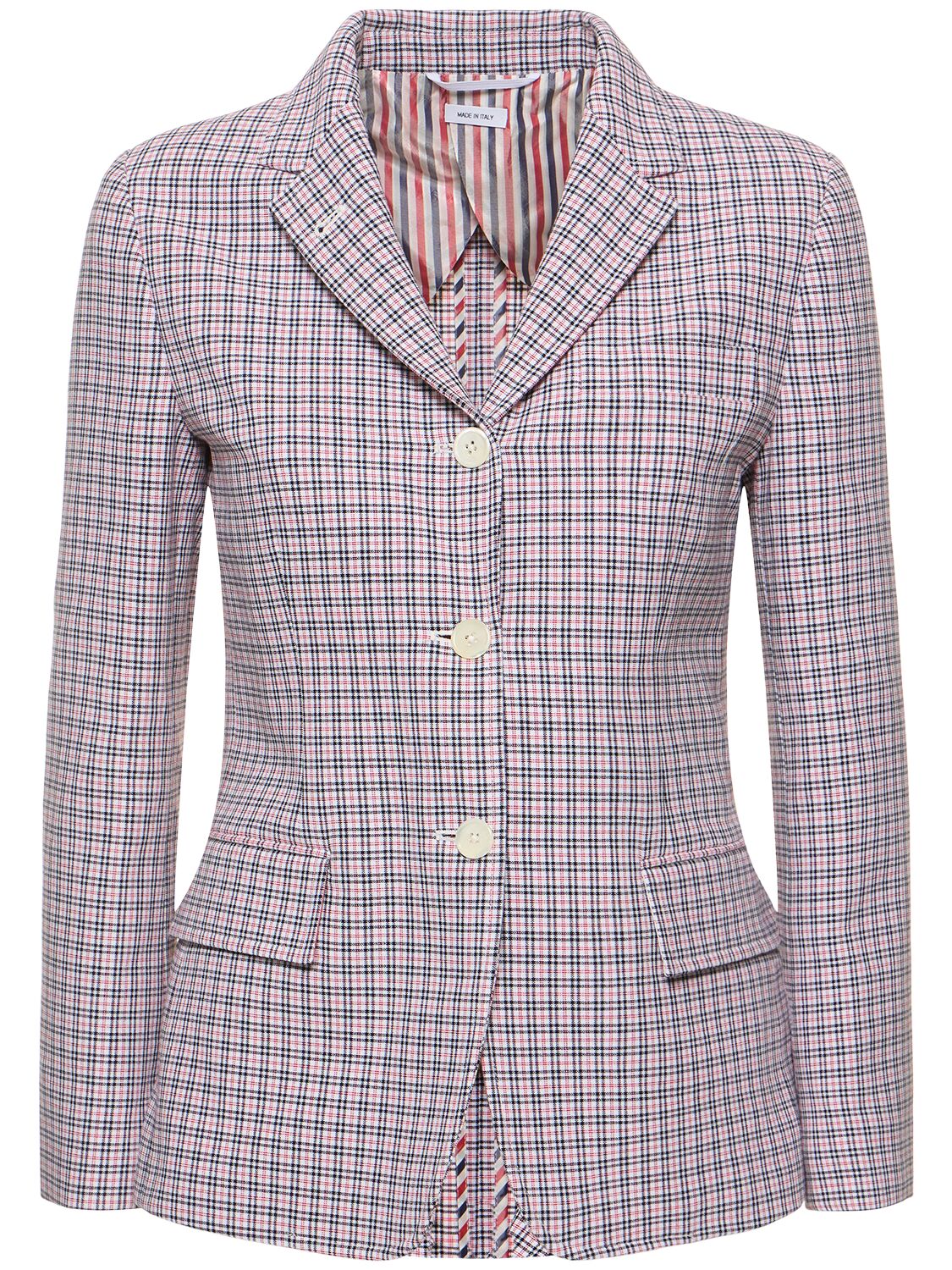 Shop Thom Browne Cotton Check Crepe Jacket In Multicolor