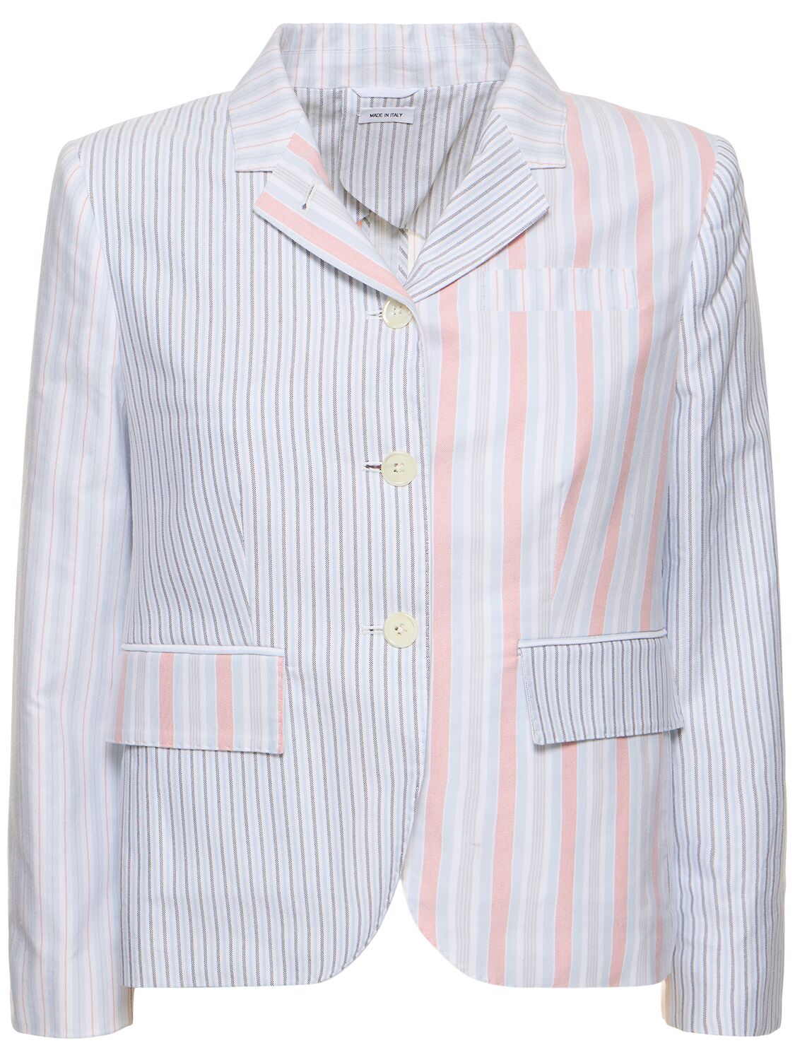 Shop Thom Browne Striped Cotton Oxford Jacket In Multicolor